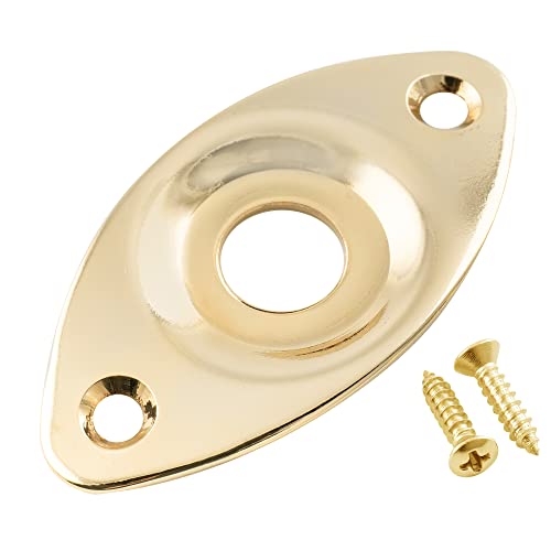 Musiclily Pro Ovale Curvo Copri Presa Jack Occhio Di Gatto Piastra Jack Plate In Acciaio Per Chitarra Elettrica E Basso, Dorato