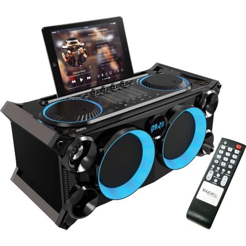 Ibiza - Splbox200-Bk - Sistema Audio Portatile All-In-One Da 120 W Alimentato A Batteria Con Led Sugli Altoparlanti - Bluetooth, Usb, Sd, Fm E Line-In