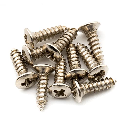 Musiclily Pro Metrica 2,5X10 Mm Viti Testa Svasata In Acciaio Per Montaggio Legno Chitarra, Nickel (Set Di 10)