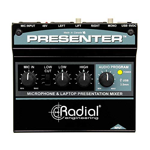 Radial Engineering - Presenter Mixer Compatto, Combina Un Preamplificatore Microfonico E Ingresso Usb, Interfaccia Di Ultima Generazione