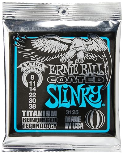 Ernie Ball, Extra Slinky Coated Titanium Rps, Corde Per Chitarra Elettrica, Diametro 8-38