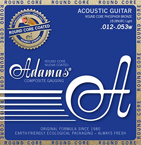 Adamas Akustik-Gitarren Saiten Nuova Phosphor Bronze Beschichtet Round Core Satz Light .012-.053 - 1818Nurc