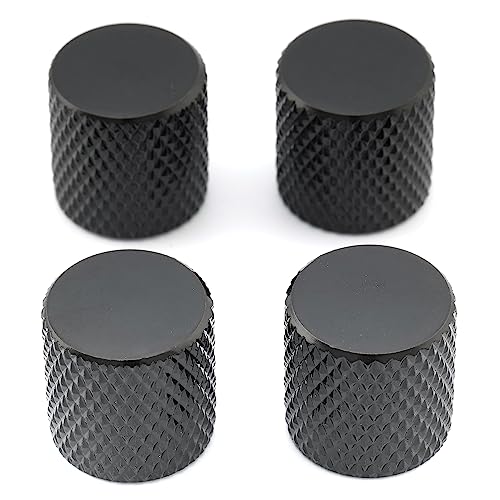 Musiclily Metrica Manopole In Metallo Flat Dome Knobs Per Chitarra Elettrica Tipo Tele O Basso, Nero(4 Pezzi)