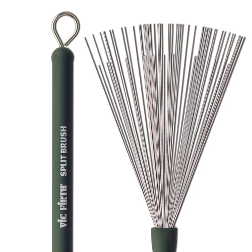 Vic Firth - Spazzole Metallica Retrattile - Split - Impugnatura Verdi - Punta Di Legno