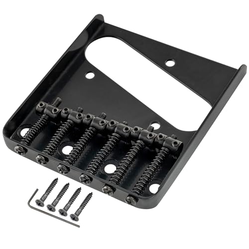 Musiclily Pro 54Mm Ponte Telecaster Fisso 6 Sellette Barrel Vintage Per Chitarra Elettrica Tipo Tele, Nero