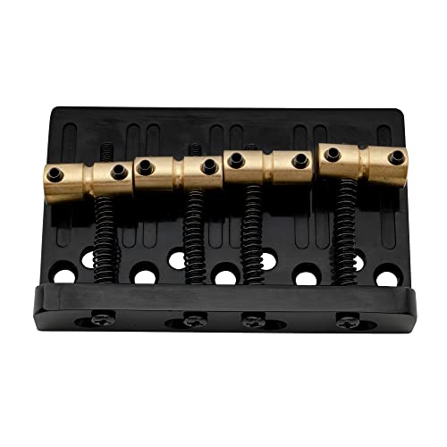 Musiclily Pro 19Mm Ponte Hardtail Per Basso Elettrico 4 Corde Sellette Ottone E Piastra Acciaio, Nero