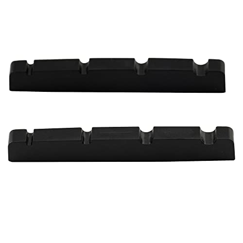 Musiclily Pro Urea Resina Plastica 40Mm Capotasto Jazz Bass Con Spaziatura Fondo Piatto Nut Per Basso 4 Corde, Nero(2 Pezzi)