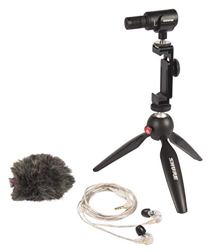 Shure Pacchetto Di Prodotti Applicazioni Di Videografia Portatile, Composto Da Auricolari Se215, Kit Video Mv88 E Microfono Digitale Stereo A Condensa