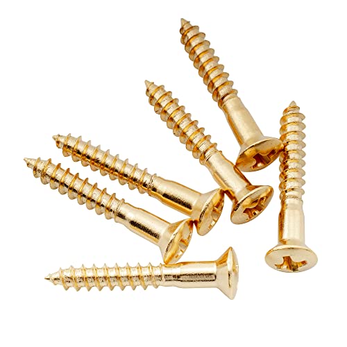 Musiclily Ultra 3,5X25 Mm Acciaio Inox Viti Testa Svasata Per Ponte Attacco Tracolla Chitarra Elettrica E Basso, Dorato(Set Di 10)