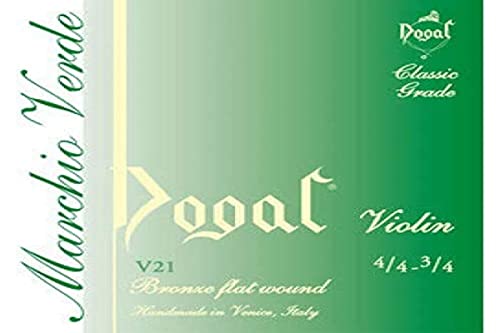 Dogal® »V21 Violin Set Marchio Verde 4/4-3/4 Bronze« Corde Per Violino - Bronze Flat Wound