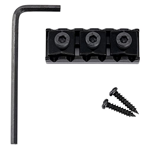 Musiclily Pro 42Mm Capostasto Bloccacorde In Acciaio R2 Locking Nut Per Chitarra Elettrica Ponte Tremolo Floyd Rose, Nero