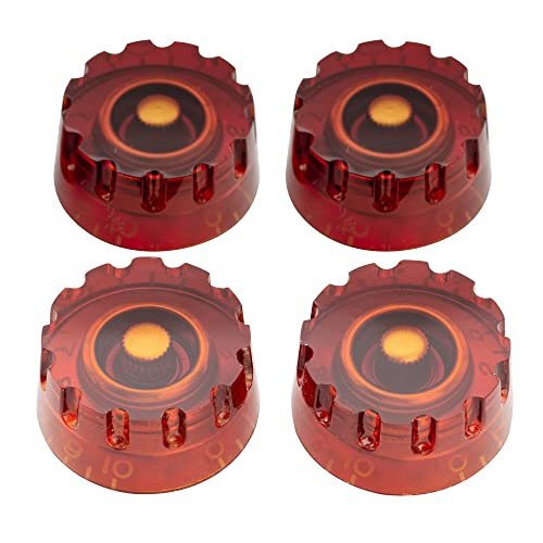 Musiclily Pro Dimensioni Pollici Manopole Cilindriche Knurled Speed Knobs Per Chitarra Elettrica Les Paul Style Usa, Ambra(Set Di 4)