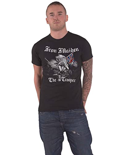 Rock Off Iron Maiden T Shirt Sketched Trooper Eddie Band Logo Nuovo Ufficiale Uomo Nero Size Xl