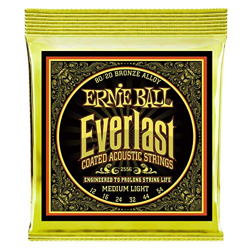 Ernie Ball, Everlast Medium Light Coated 80/20 Bronze, Corde Per Chitarra Acustica, Diametro 12-54