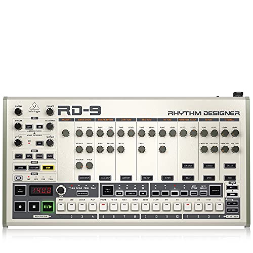 Behringer Rhythm Designer Rd-9 Classica Drum Machine Analogica/Digitale Con 11 Suoni Di Batteria, Sequencer A 64 Passi, Wave Designer E Filtro Dual-Mo