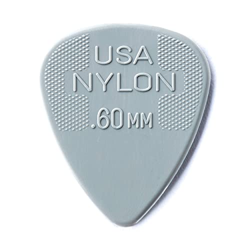 Jim Dunlop 44P.60 Plettri In Nylon Standard, Spessore Da 0.6 Mm, 12 Pezzi, Light Grey