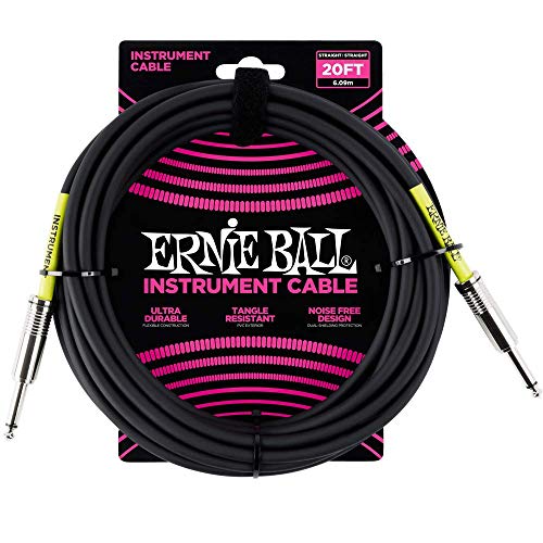 Ernie Ball, Cavo Per Strumenti, Dritto/Dritto, 6,09 M, Nero