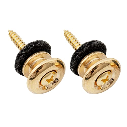 Musiclily Pro 14 Mm Acciaio Tipo G Attacco Tracolla Per Chitarra Elettrica Acustica E Basso, Dorato (Set Di 2)