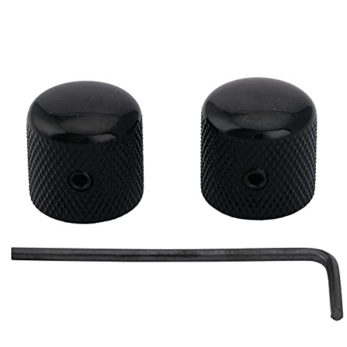 Musiclily Pro 6Mm Manopole Cilindriche In Acciaio Dome Knobs Con Vite Di Fissaggio Per Chitarra Elettrica Tipo Tele/Precision Bass, Nero (Set Di 2)