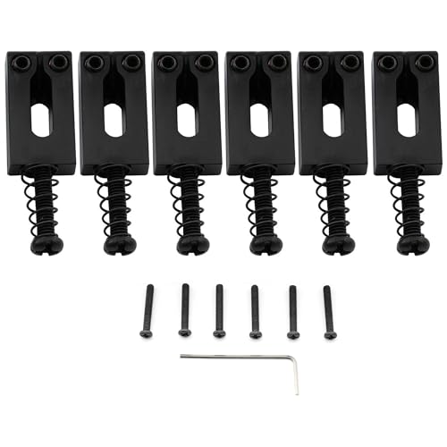 Musiclily Pro 10,8Mm Moderno Sellette In Lega Zinco Per Chitarra Elettrica Import Strat Tele, Nero (Set Di 6)