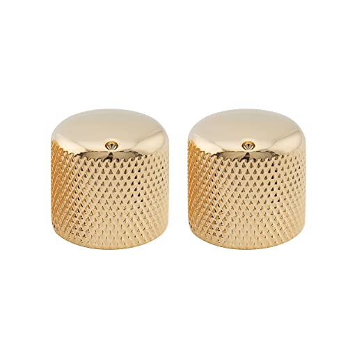Musiclily Pro Inch Fino 24 Scanalature Push-On Manopole Dome Knobs In Acciaio 18Mm Con Indicatore Per Usa Chitarra Elettrica E Basso, Dorato (Set Di 2