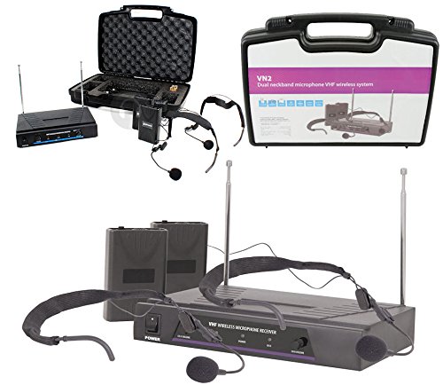 Radiomicrofoni Qtx Wireless Senza Fili: 2 X Microfono Ad Archetto + 1 Ricevitore + Valigia