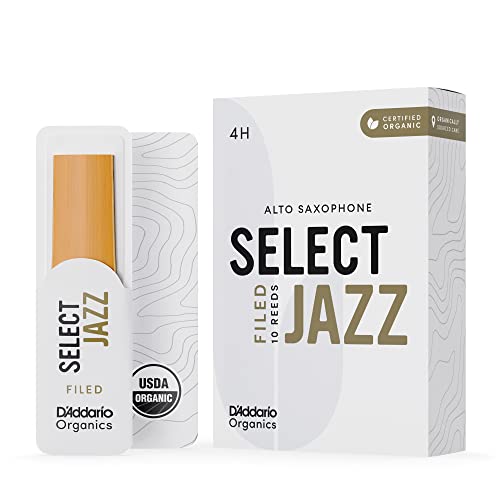 D'Addario Organic Select Jazz Filed Alto Ance Per Sassofono - Ance Per Sax - 4 Duro, 10 Pacchetto