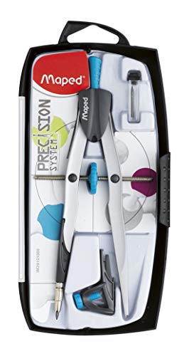 Maped Precision System - Cofanetto Con Compasso E Balaustre, 3 Pezzi, Comprendente: 1 Compasso Balaustre, 1 Anello Universale E 1 Custodia, Colore: Bl