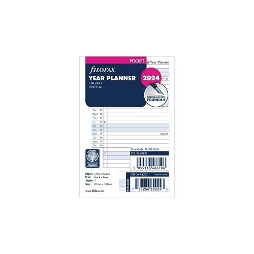 Planner Annuale Verticale 2024 Per Agenda Ad Anelli Filofax Pocket