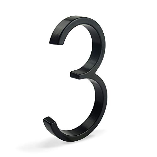 Hasware Targa Con Numero Civico Galleggiante 5 Pollici (12 Cm) Moderna Porta Numeri Segnaletica Targa Numeri Indirizzo Di Casa (Nero, 3)