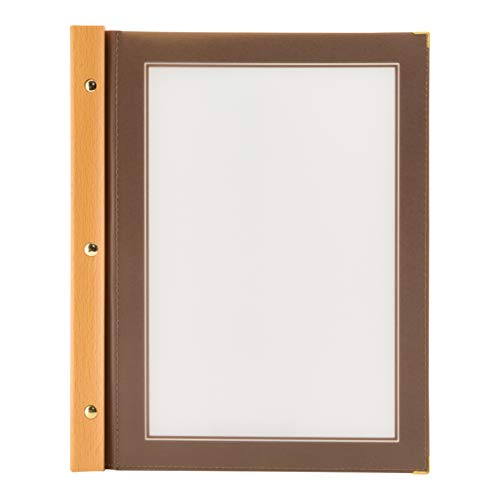 Securit Porta Menù Wood A4 -Struttura In Legno Teak E Bordi Rifiniti Color Blu Marrone 2 Inserti