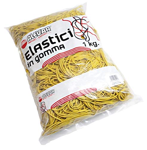 Alevar Elastici In Gomma Da Ufficio, Diametro 90 Mm, Spessore 1,5 Mm, Colore Giallo, Confezione In Busta Da 1 Kg