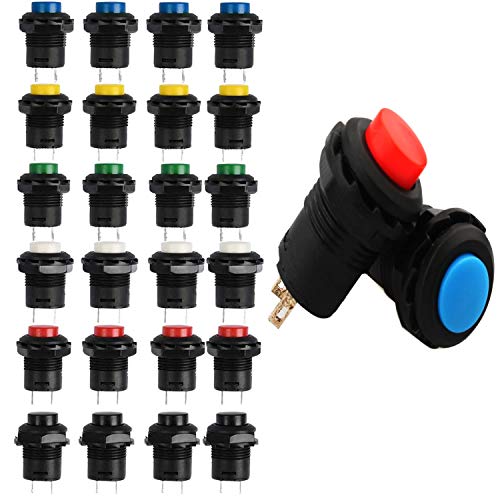 Runcci-Yun 12Mm Interruttore Pulsante Momentaneo Impermeabile Autobloccante 24Pz, Interruttore Pulsante Momentaneo Automatico, On/Off Impermeabile Mom