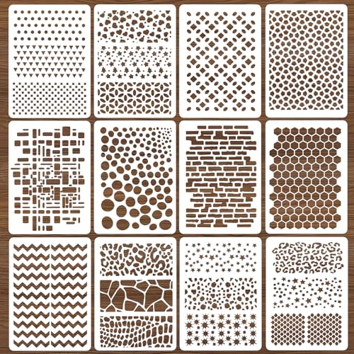 Stencil Disegno,Fannas 12 Pezzi Stencil Per Pittura Stencil Da Parete Pittura Decorativi Stencil Per Pittura Riutilizzabili,Per Pittura Per Scrapbooki
