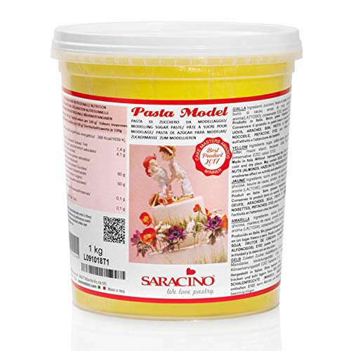 Saracino Pasta Di Zucchero Model Giallo Per Modellaggio Da 1 Kg Senza Glutine Made In Italy