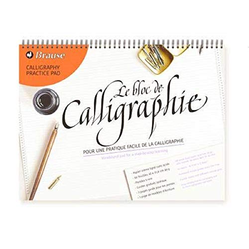 Brause 96442B - Blocco A Spirali Di Calligrafia, 50 Fogli A Righe Color Beige 29.7 X 42 Cm, Francese E Inglese