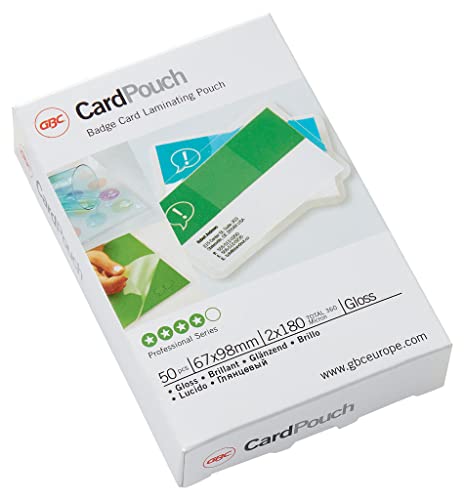 Gbc Confezione Da 50 Pouches Per Plastificazione A Caldo, Formato Badge Con Finitura Lucida, Spessore Di 2 X 180 Micron, 67X99 Mm, 41611E