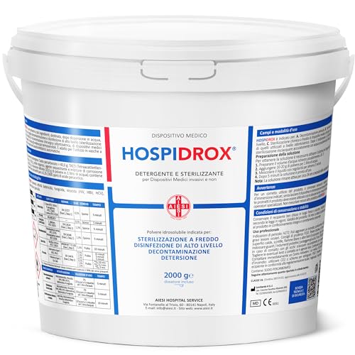 Aiesi® Sterilizzante A Freddo In Polvere Per Ferri Chirurgici Dispositivi Medici Strumenti Estetica Acido Peracetico 2 Kg Hospidrox, Detergente, Decon