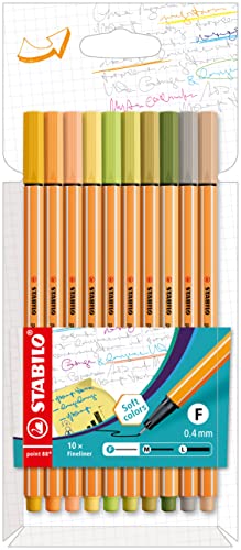 Fineliner - Stabilo Point 88 - Astuccio Da 10 - Soft Colors - Colori Assortiti