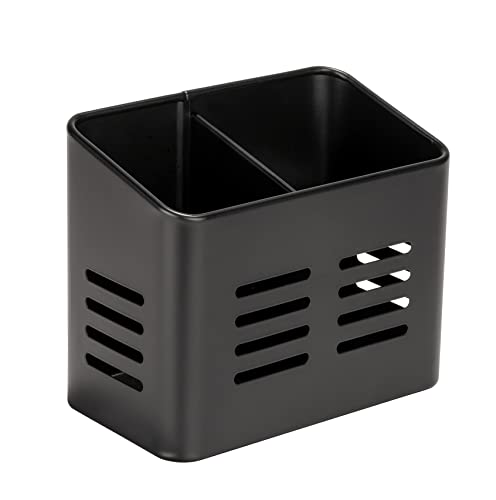 Wenko Cestello Portaposate Baco, Cestello Black Outdoor Kitchen In Metallo Verniciato A Polvere Nero Elegante Per Le Posate A Tavola, 16 X 13,5 X 9 Cm