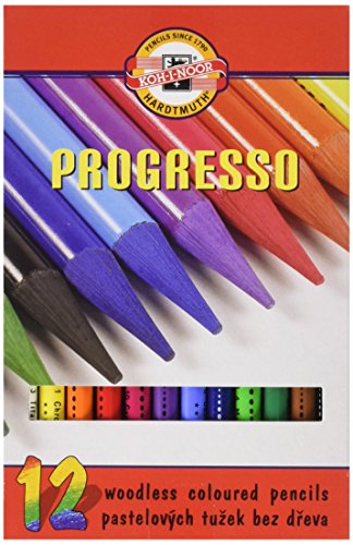 Koh-I-Noor Progresso Woodless Coloured Pencil Set (Set Of 12)