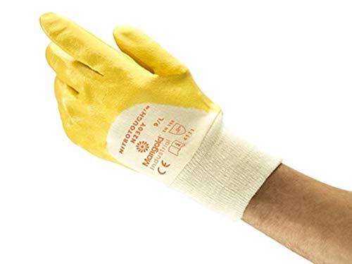 Ansell Nitrotough N230Y Guanto Oleorepellente, Protezione Meccanica, Giallo, Taglia 10 (12 Paia)