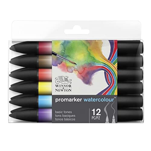 Winsor & Newton Promarker Watercolour – Tonalità Di Base - Set Di 12 Pennarelli