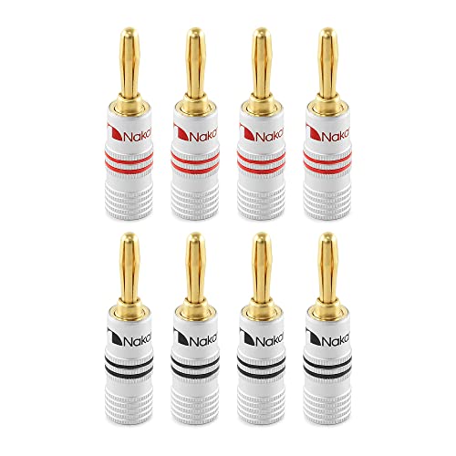 Nakamichi Connettori A Banana 12 Awg - 18 Awg 4 Mm Placcati In Oro 24 K Adattatore Spina A Banana Per Altoparlanti Cablati, Piastra A Parete E Amplifi