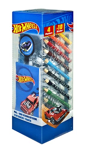 Undercover- Hot Wheels Torre Di Pittura E Scrittura, 35 Pezzi, Multicolore, Hwes2255