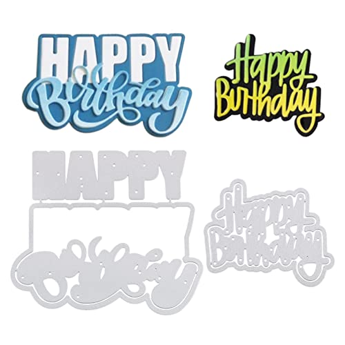 Betessin 2Pz Fuestelle Compleanno Happy Birthday Stencil Cutting Dies Fuestelle Buon Compleanno Happy Birthday Per Scrapbooking Fai Da Te Album Goffra