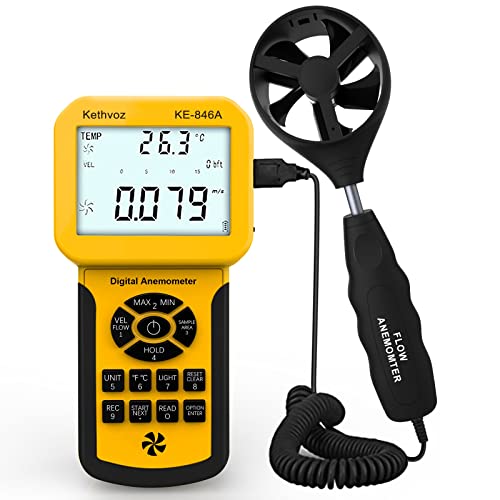 Kethvoz Hvac Anemometro Professionale Wind Meter, Anemometer Cfm Industriale Misura La Temperatura Del Volume Della Velocità Del Vento Per Il Sistema