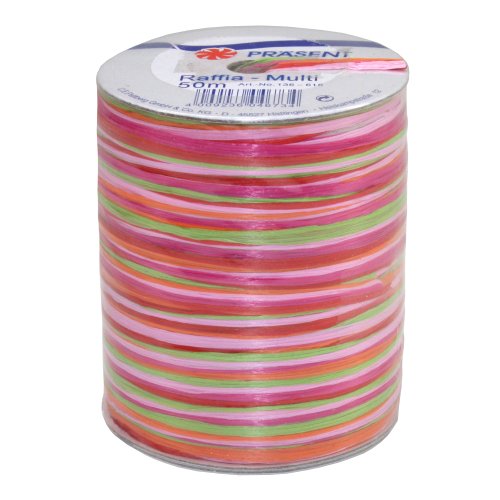 Präsent C.E. Pattberg Raffia Multicolor Cordino In Rafia Naturale Rosso-Verde-Fucsia, Lungh. 50 M, Nastro Per Pacchi Regalo, Spago Per Decorazioni A 5
