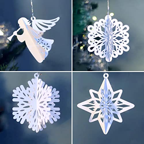4 Set Fustelle Natalizie 3D Cutting Dies Per Scrapbooking Fiocco Di Neve Fiori Di Natale Stella Angelo Decorazione Di Albero Di Natale Festa Compleann