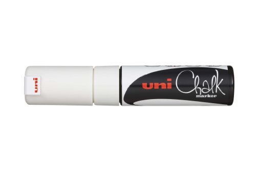 Mitsubishi, Uni-Ball, Pennarello A Gesso Liquido Pwe-5M, Punta Tonda, 8.0 Mm Punta A Scalpello Bianco